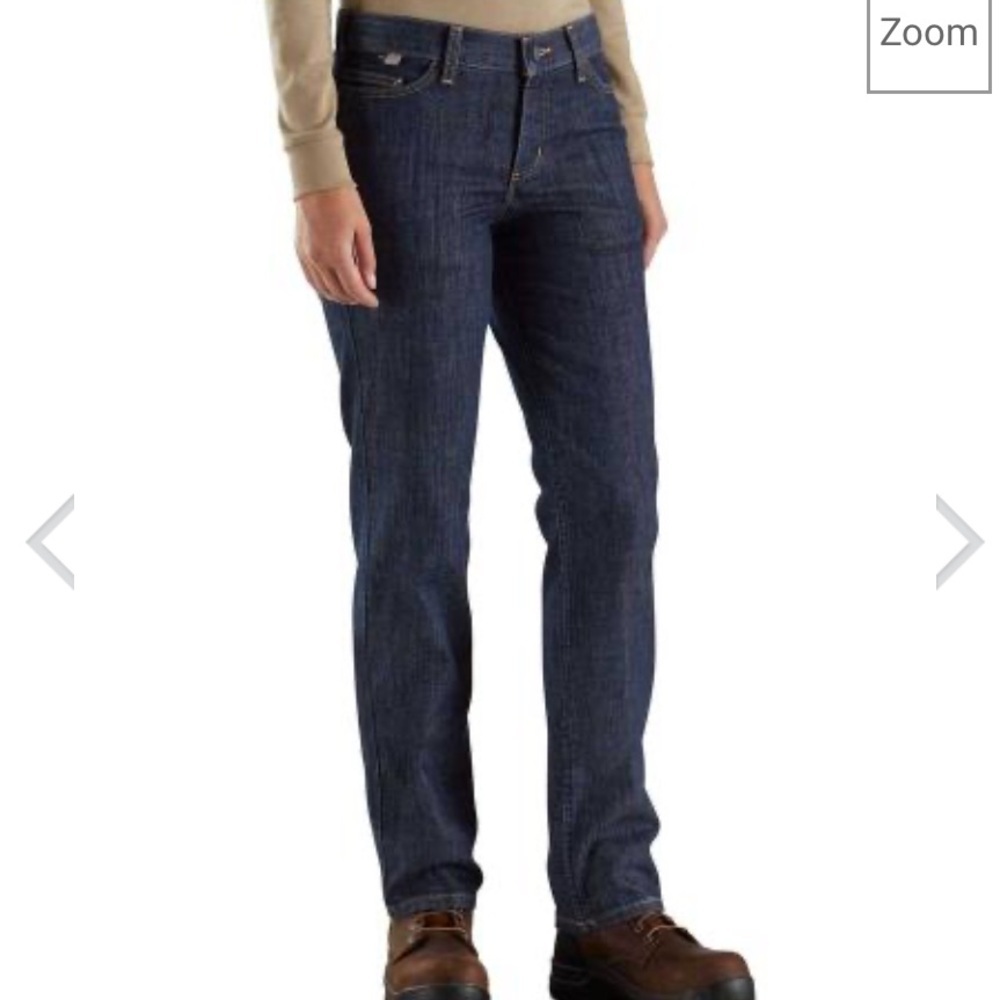 Carhartt Women's Flame Resistant Rugged Flex Loose Fit Work Jean Size 12 Short